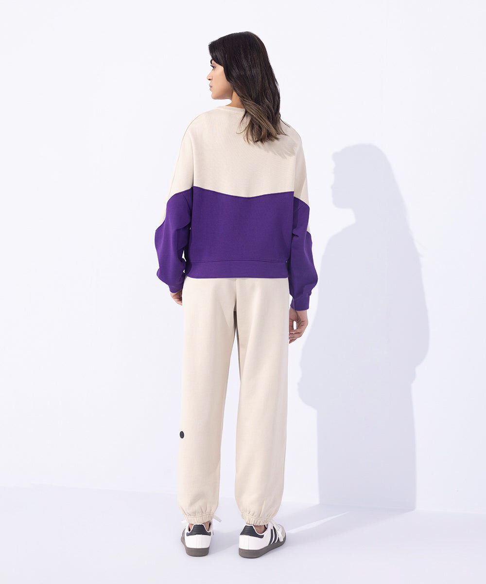 Woman - Purple Color Blocked Sweatshirt