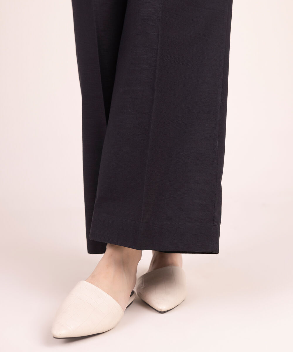 Women's RTW Khaddar Solid Black Culottes