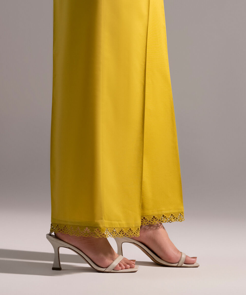 Women's RTW Cambric Solid Yellow Culottes