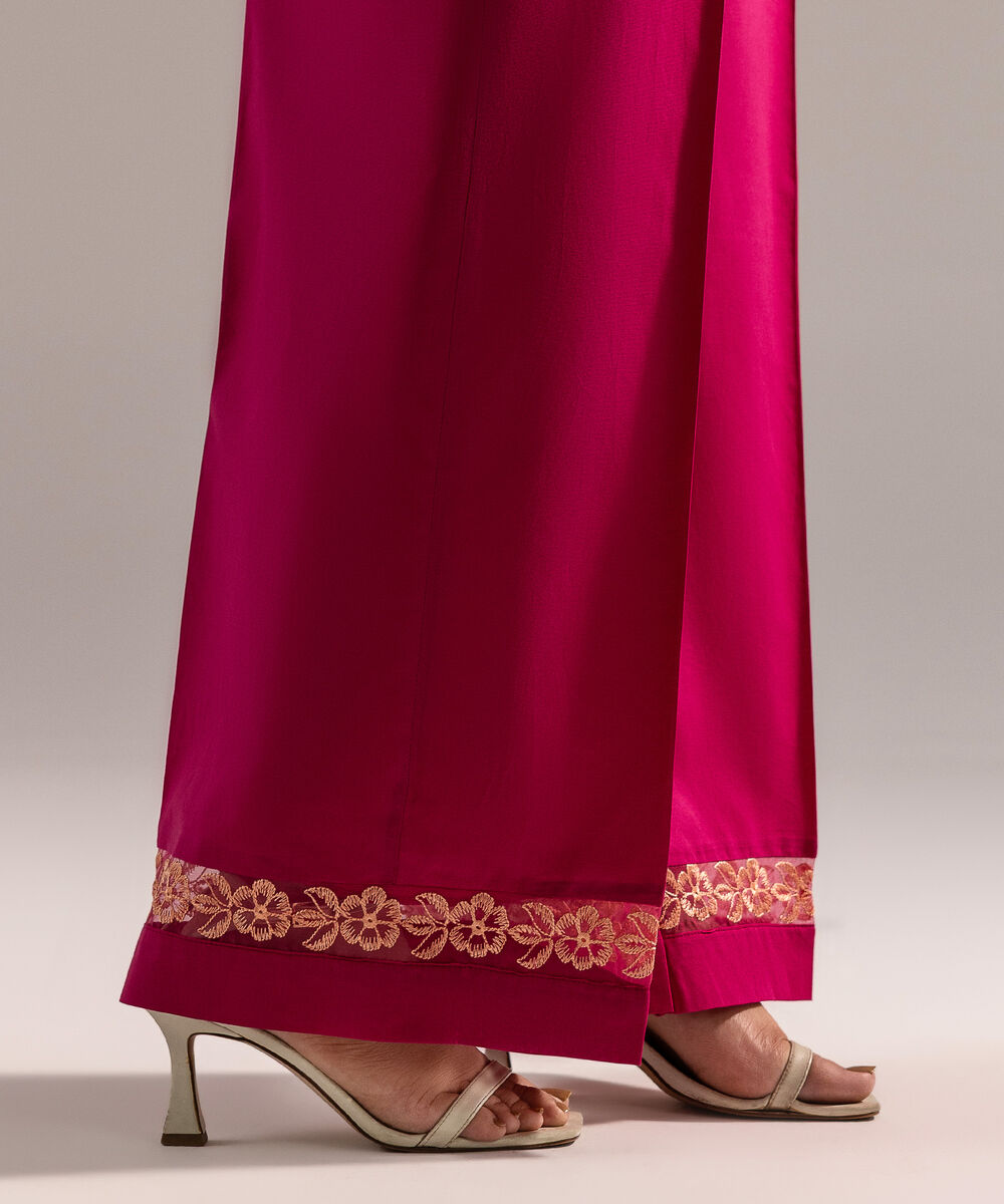 Women's RTW Cambric Embroidered Pink Culottes