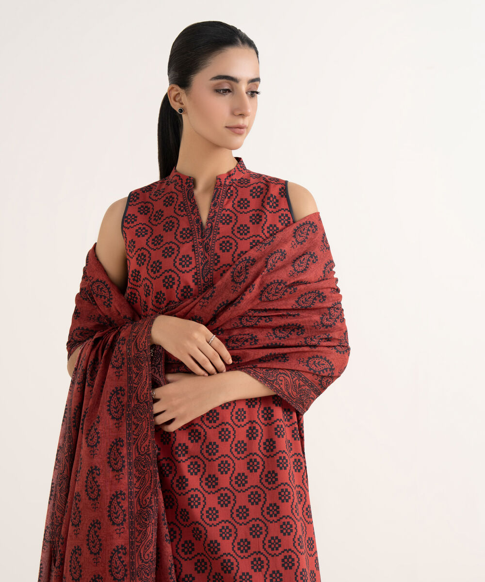 Women's Unstitched Cotton Printed Multi Two Piece Suit