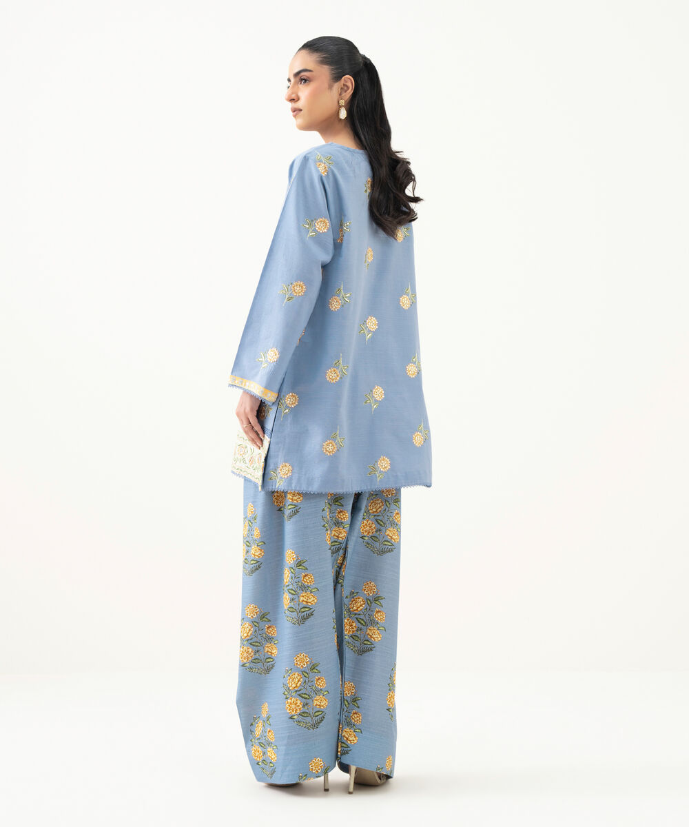 Women's RTW Cambric Blue Embroidered Boxy Shirt