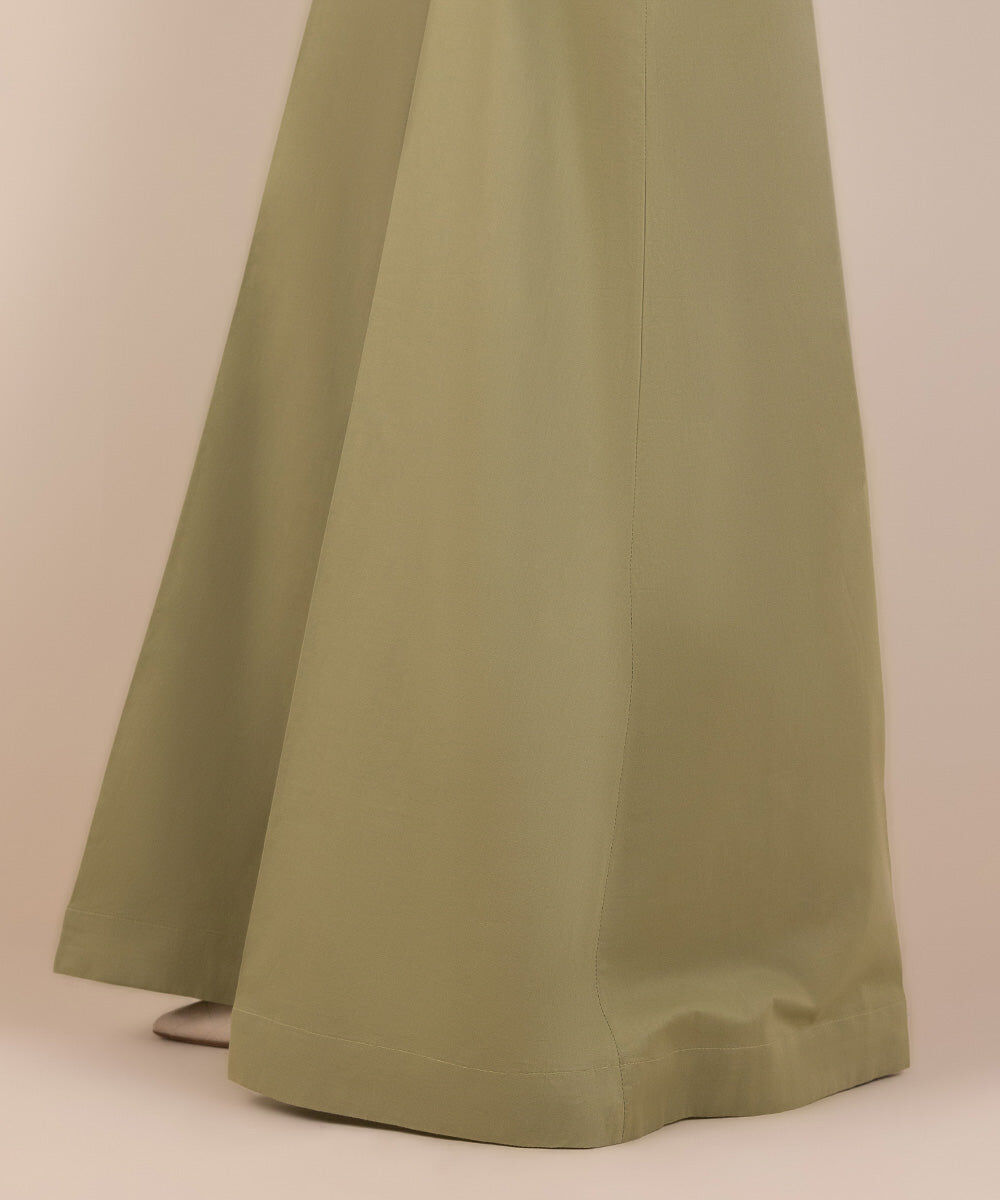 Woman - Green Solid Cambric Sharara