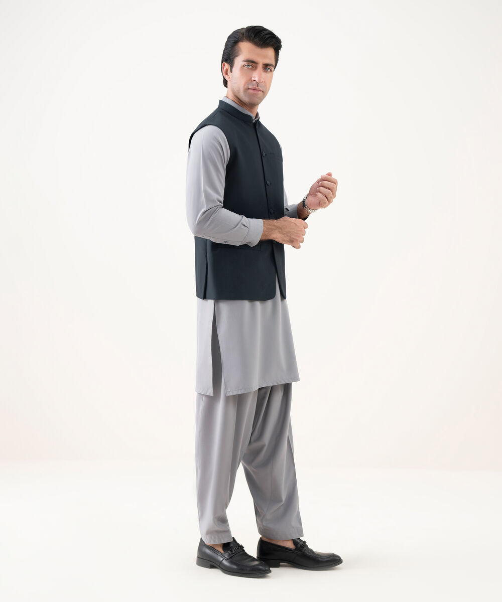 Men's Viscose Plain Navy Waist Coat