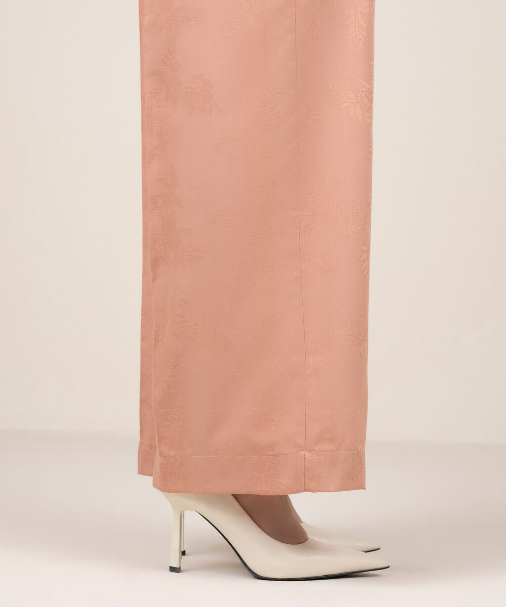 Women's RTW Self Jacquard Leno Solid Pink Culottes