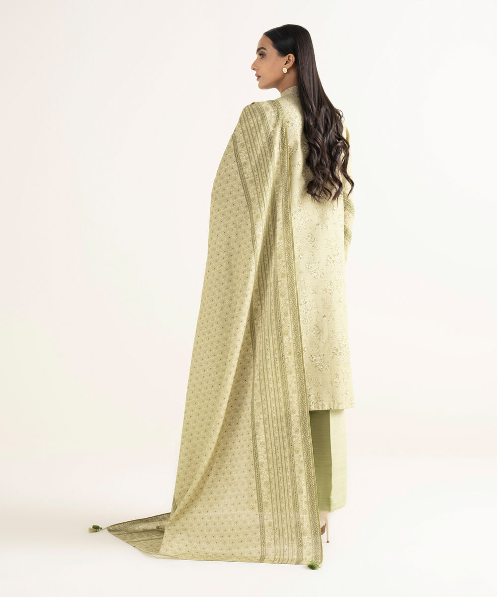 Women's Unstitched Khaddar Embroidered Beige   3 Piece Suit