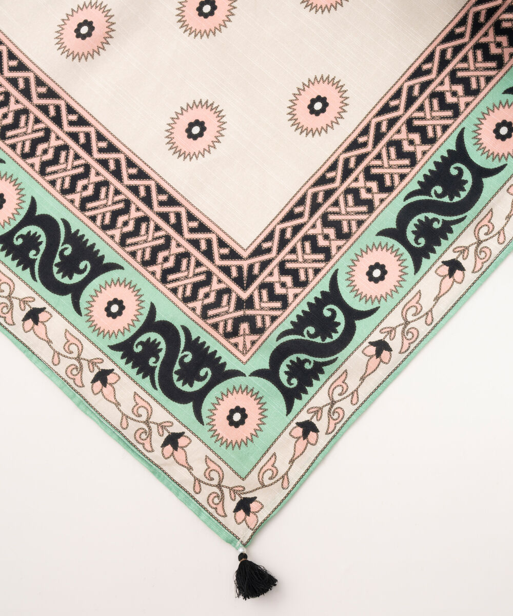 Light Khaddar Printed Off White Dupatta