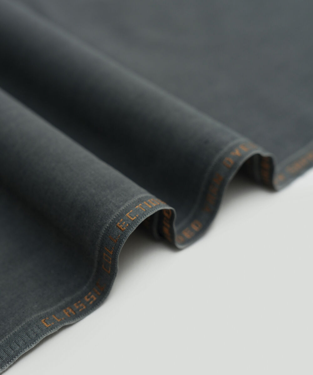 Men's Unstitched Dark Grey Yarn dyed Wash & Wear Suit
