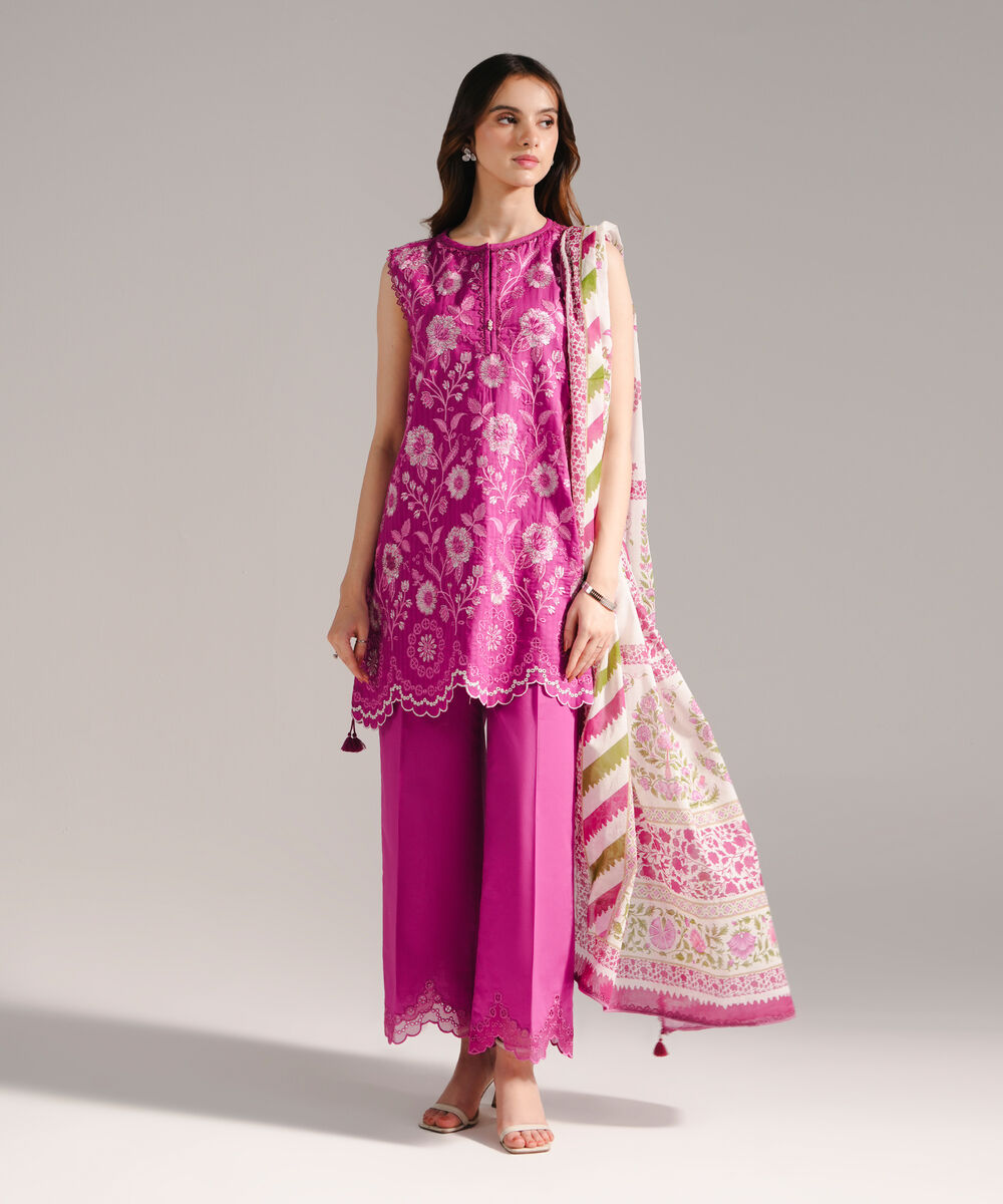 Lawn Printed White Dupatta