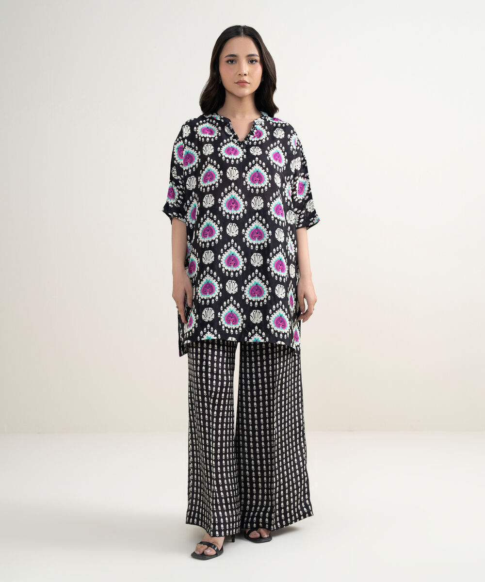 Women's RTW Habotia Grip Printed Black 2 Piece Suit