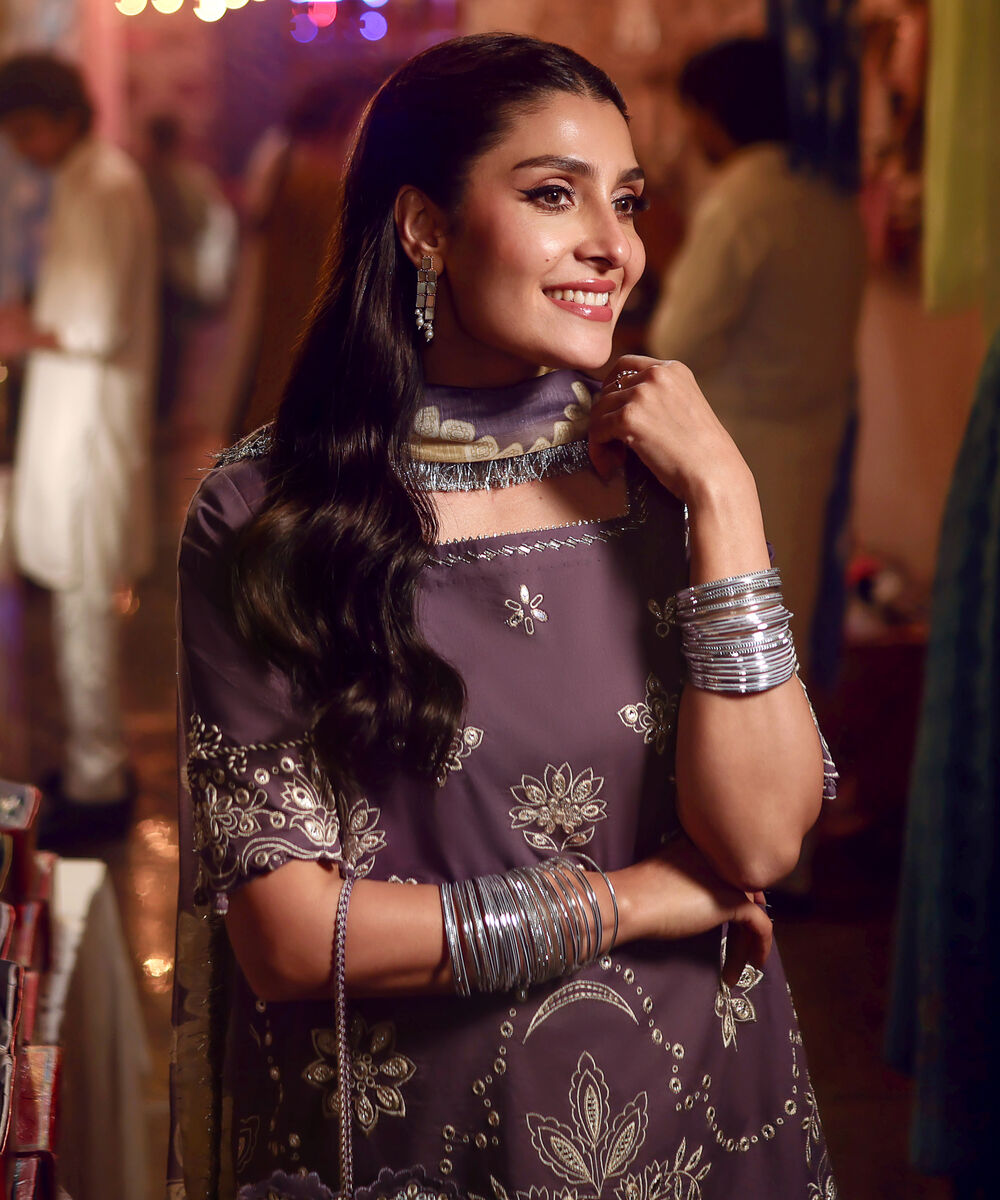 Women's Unstitched Textured Lawn Embroidered Grey 3 Piece Suit