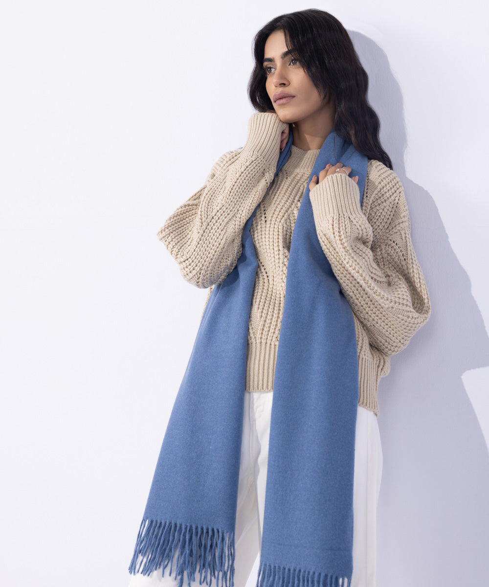 Woman - Blue Soft Woven Scarf