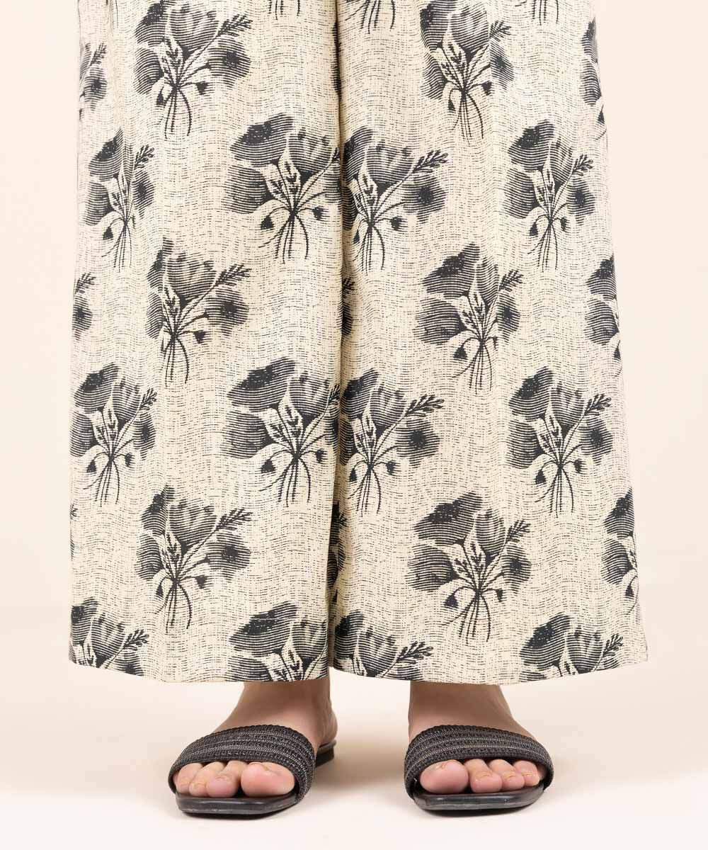 Women's Pret Cambric Black And White Printed Culottes