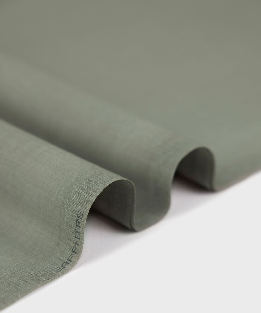 Men Unstitched Wash & Wear Olive Full Suit Fabric