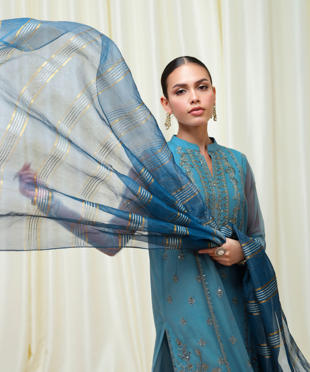 Women's Unstitched Blended Net Dyed Three Piece Suit