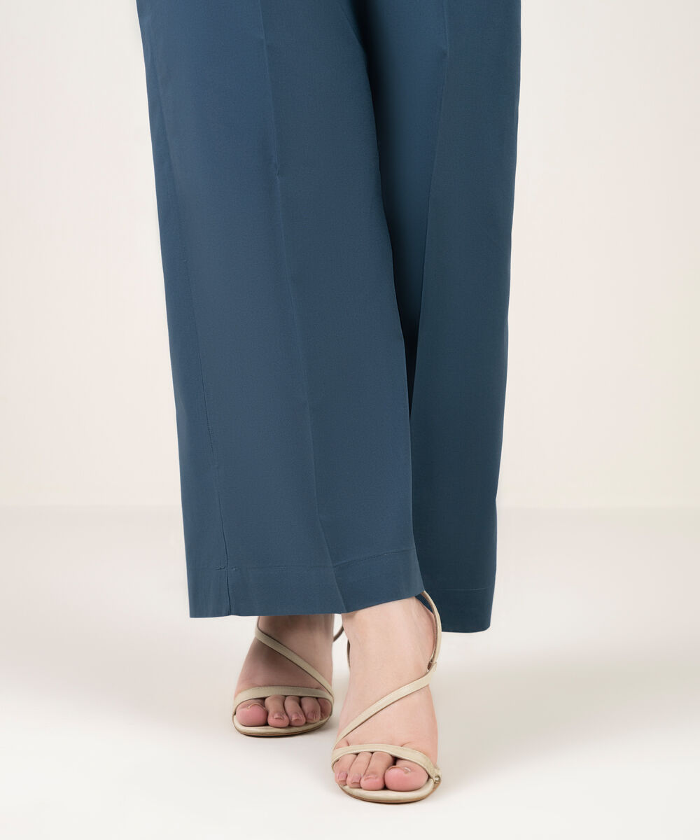 Women's RTW Cambric Solid Blue Culottes