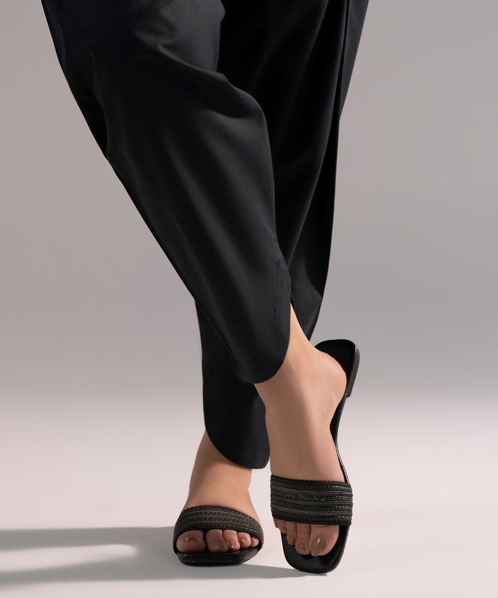 Women's RTW Cambric Solid Black Skinny Shalwar