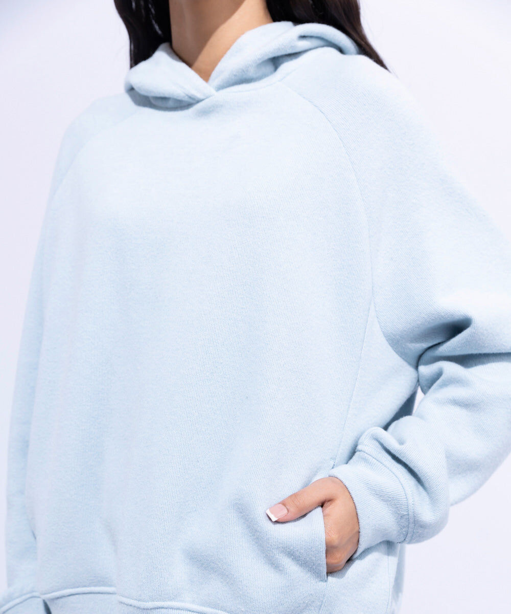 Woman - Blue Ribbed Hoodie