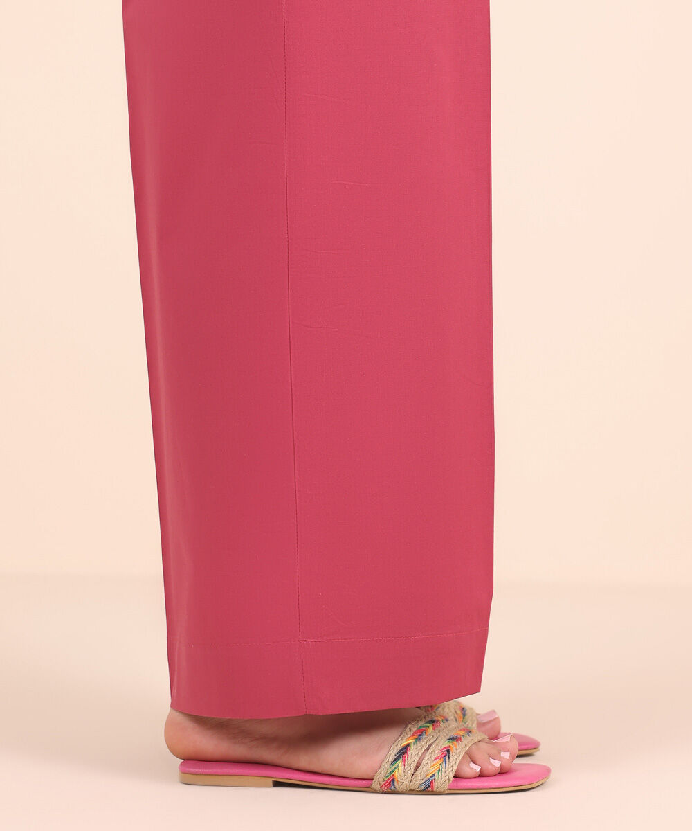 Women's RTW Cambric Pink Solid Flared Pants