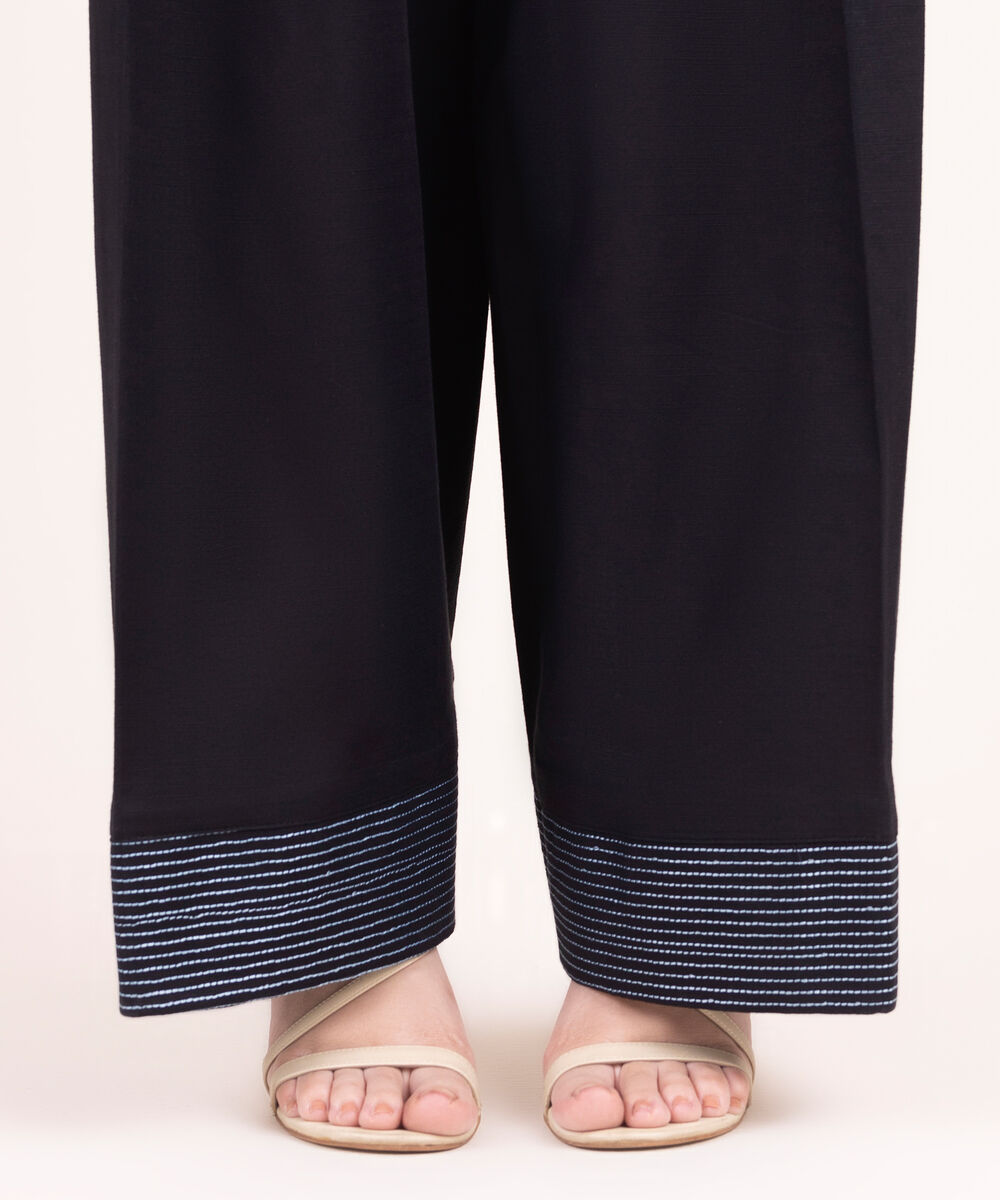 Women's RTW Khaddar Solid Black Farshi Shalwar