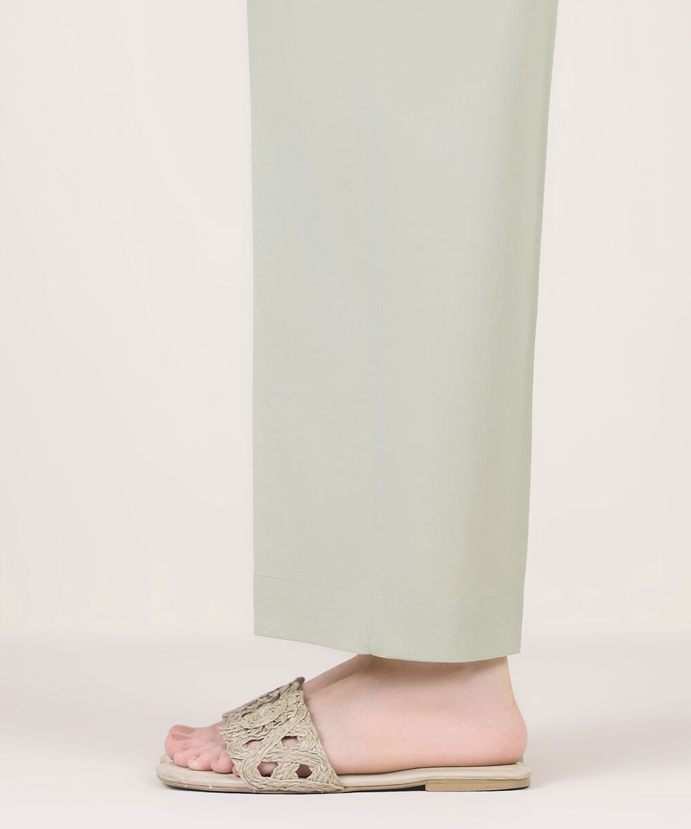 Women's RTW Lycra Grey Solid Straight Pants