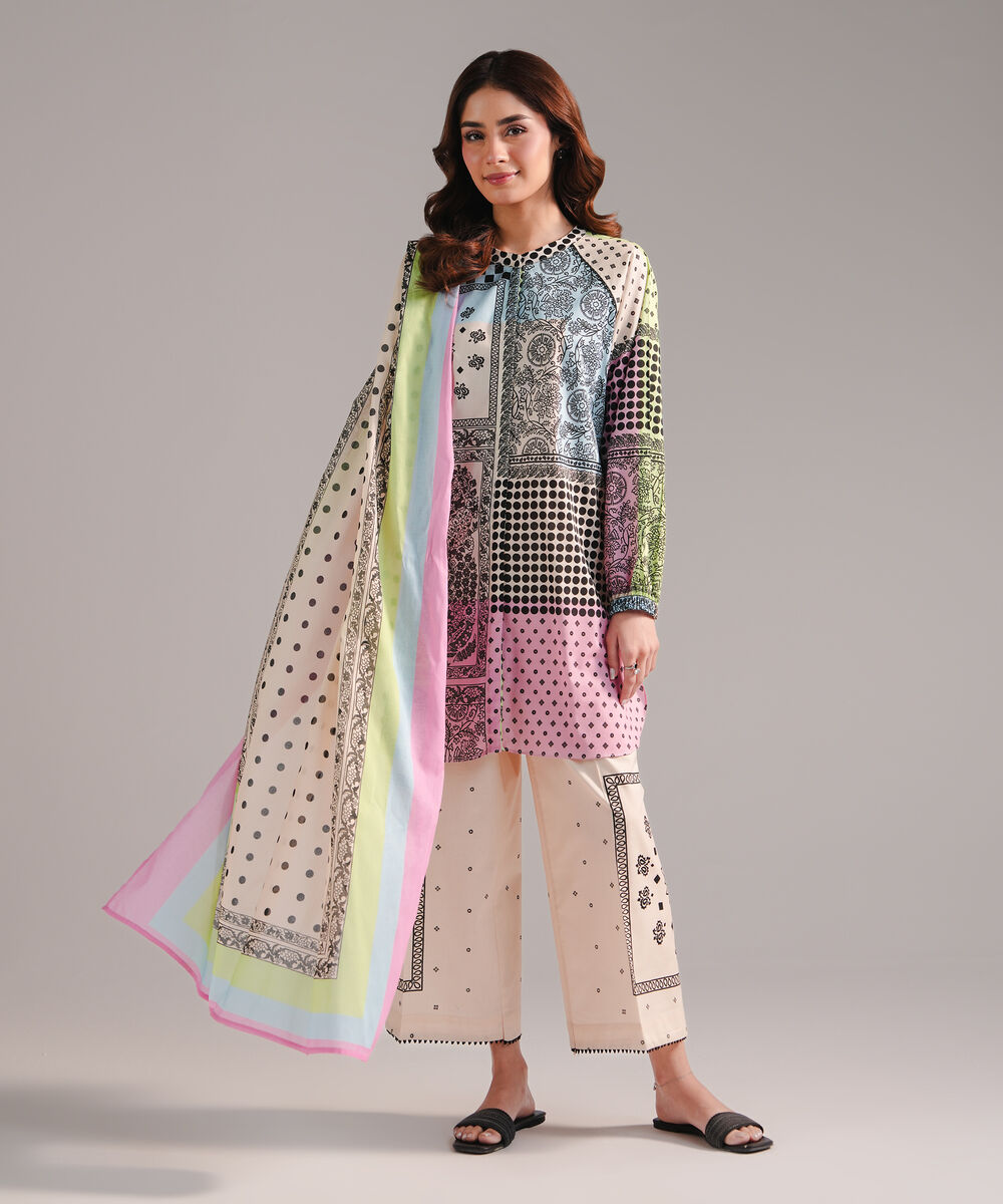 Lawn Printed Beige Dupatta