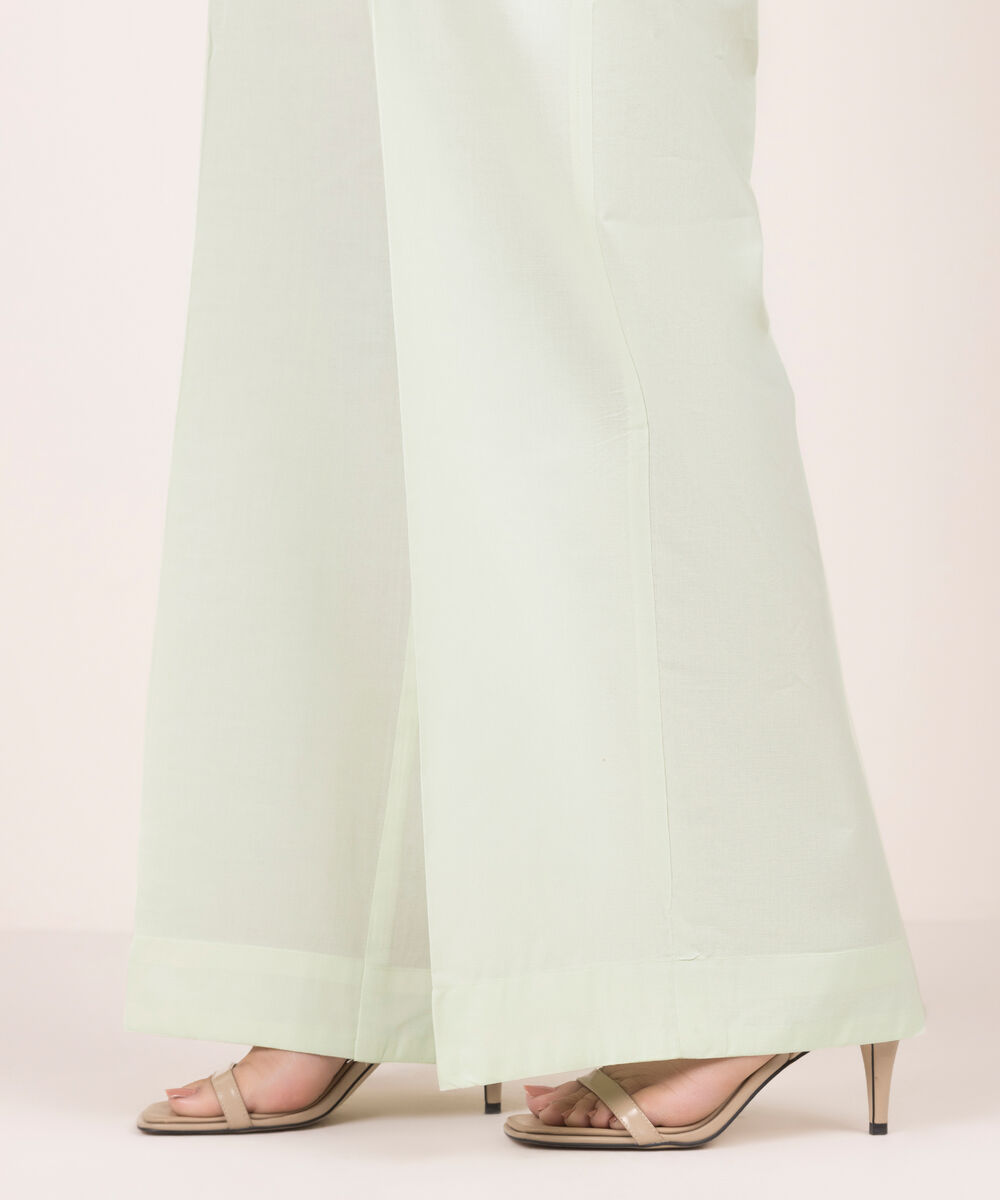 Women's RTW Cotton Viscose Solid Green Culottes