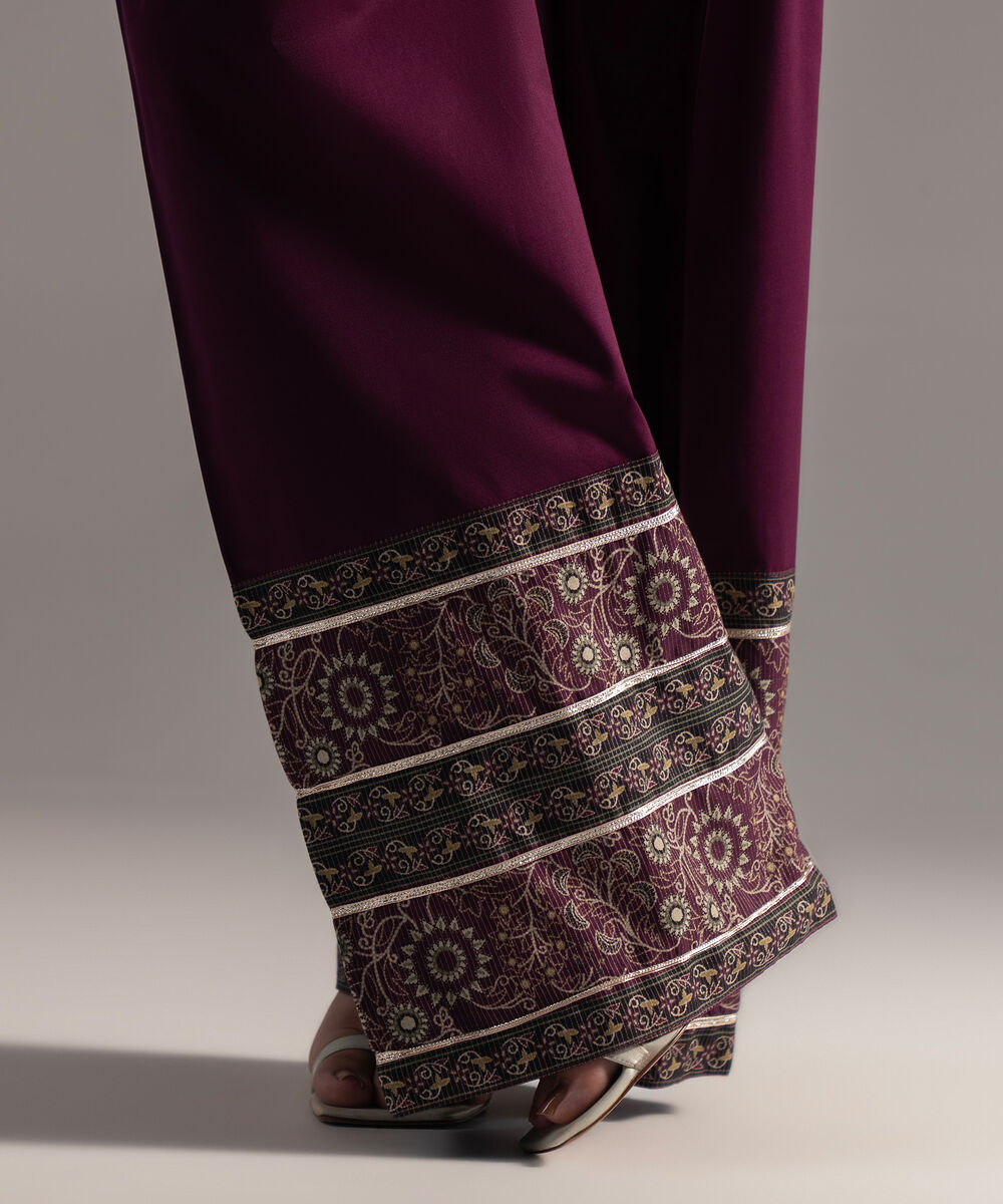 Women's RTW Cambric Solid Deep Maroon Farshi Shalwar