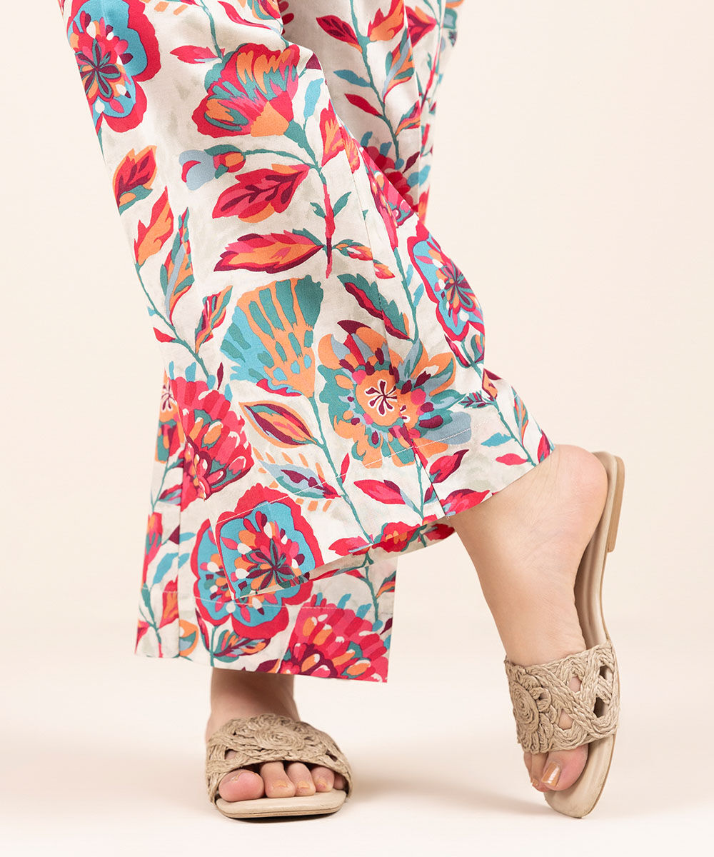 Women's Pret Cambric Off White Printed Culottes