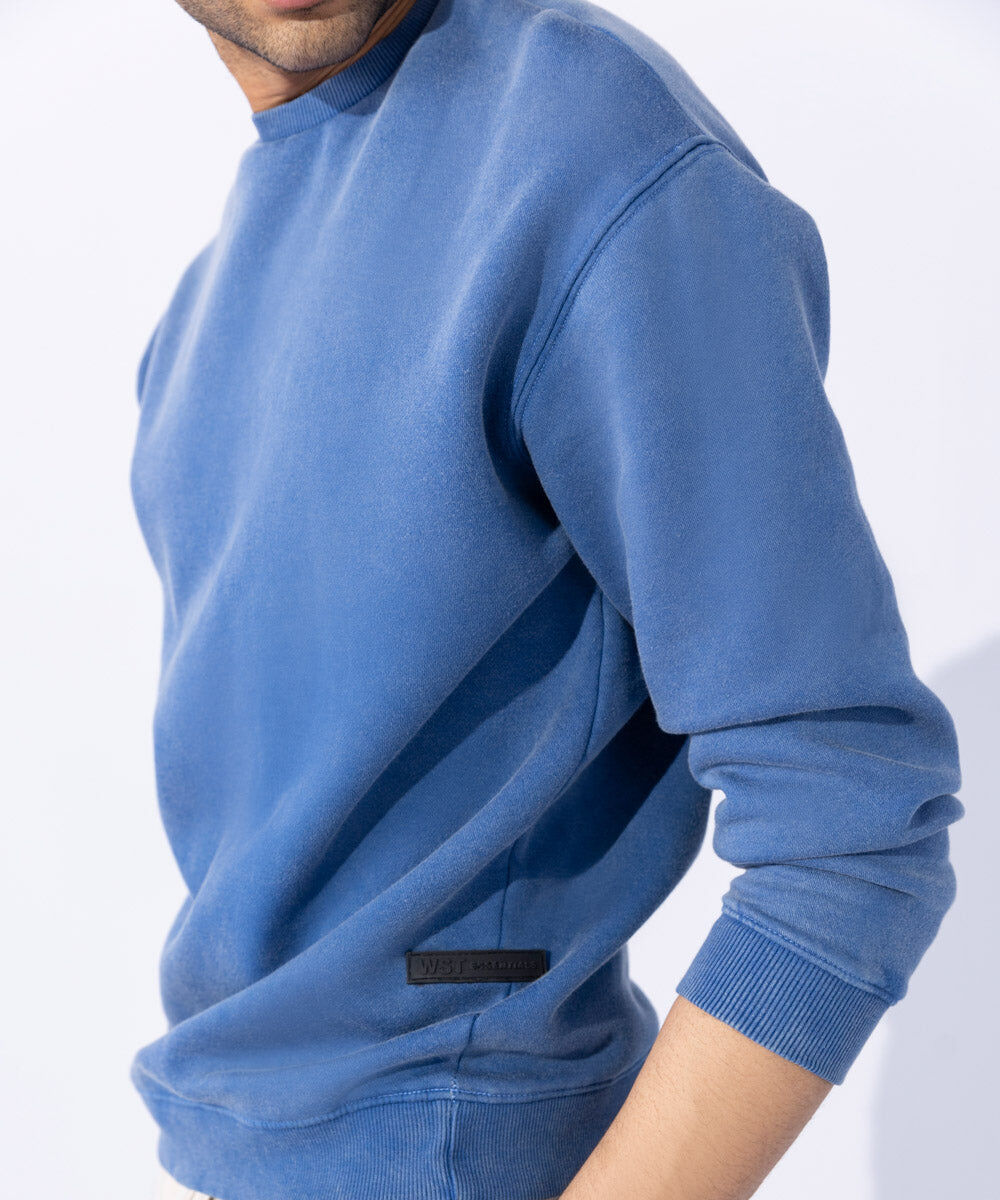 Woman - Blue Unisex Acid Washed Sweatshirt