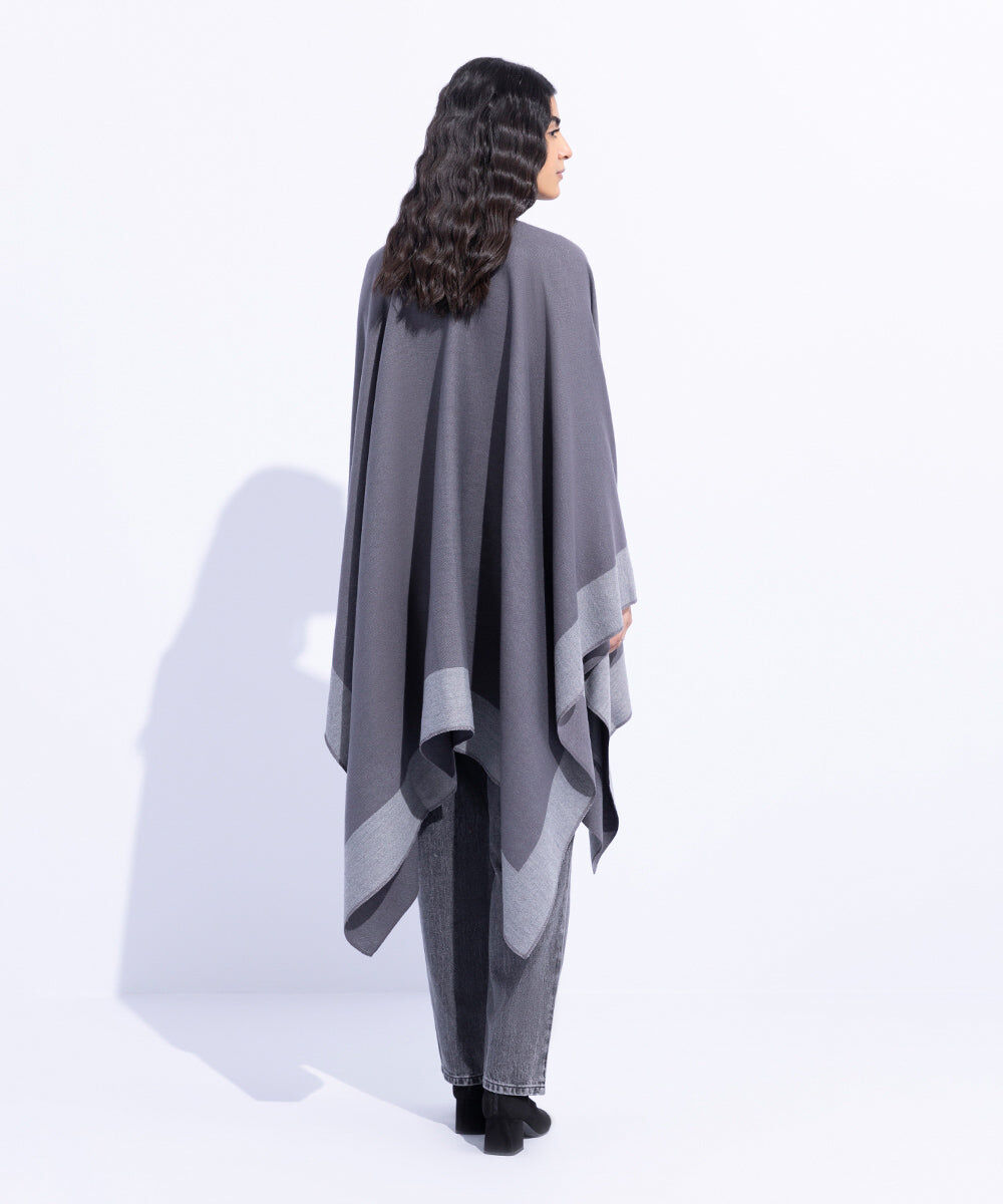 Woman - Grey Cape Shawl