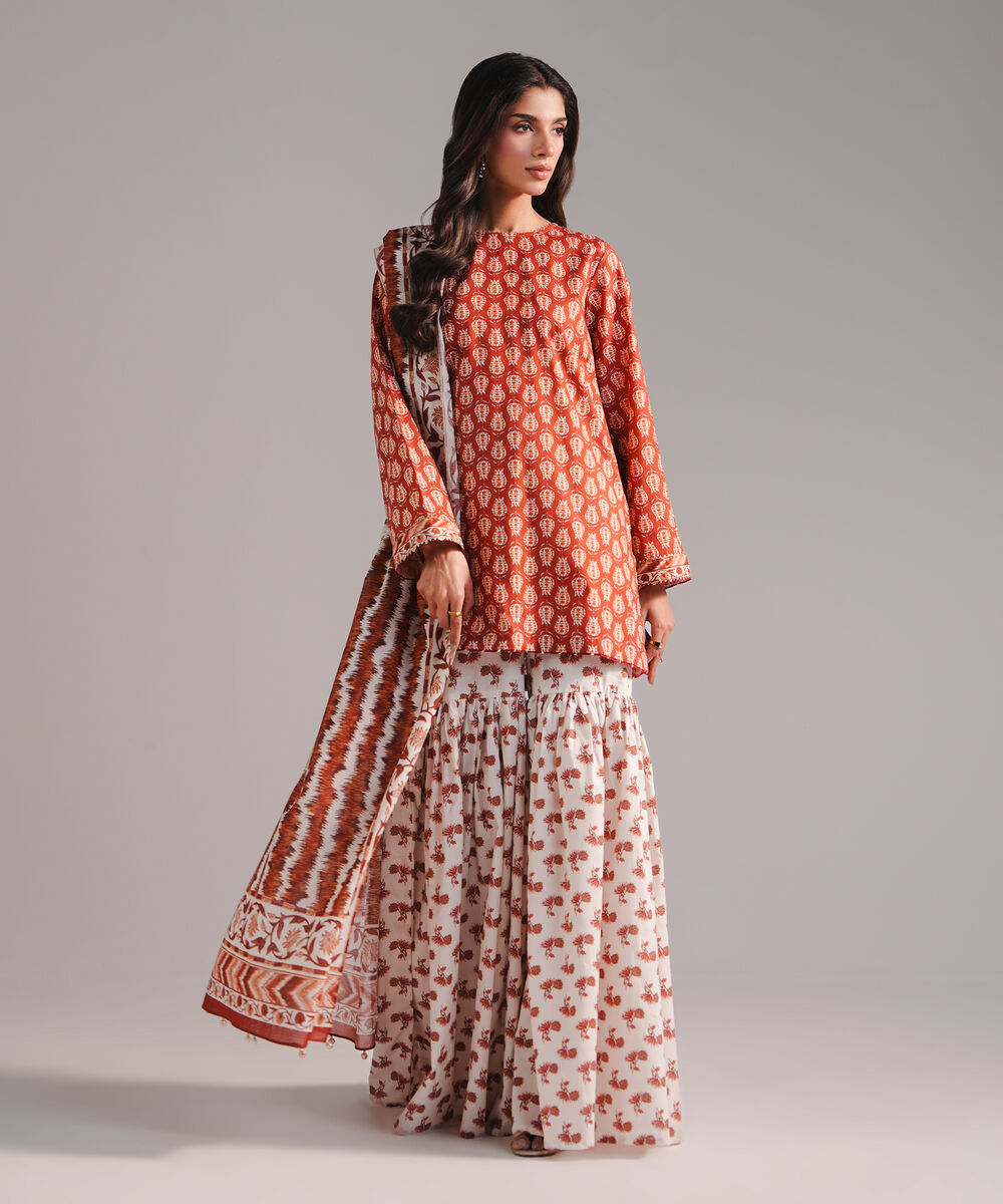 Lawn Printed Brown Dupatta