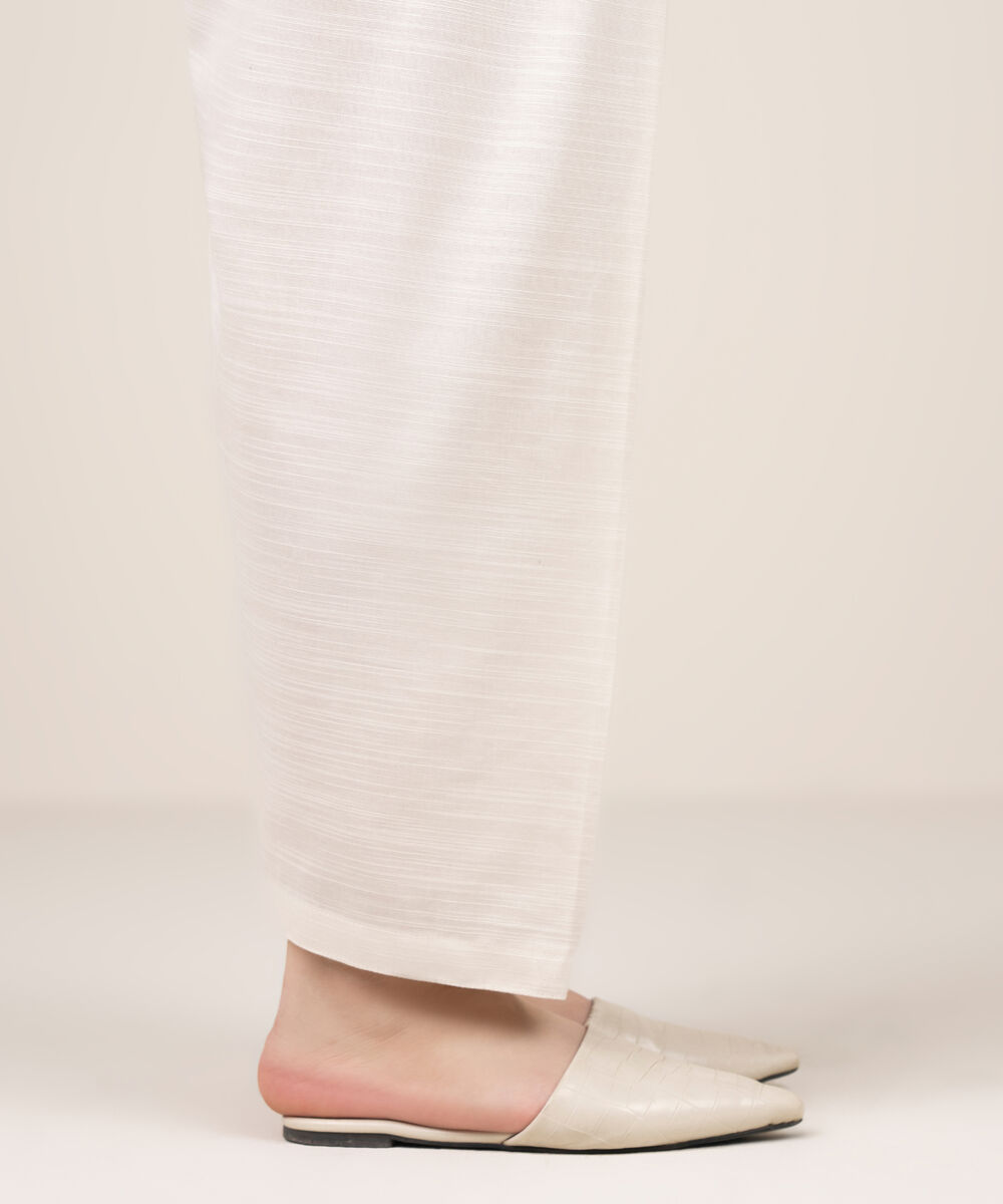 Women's RTW Khaddar Solid White Shalwar