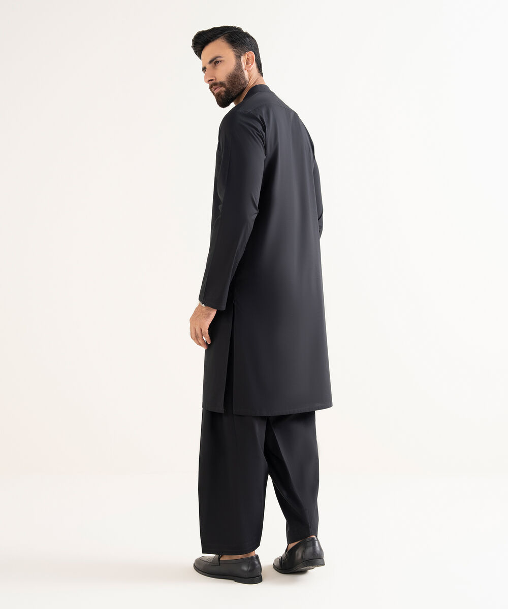 Men's 100% Cotton Plain Black Kurta Shalwar