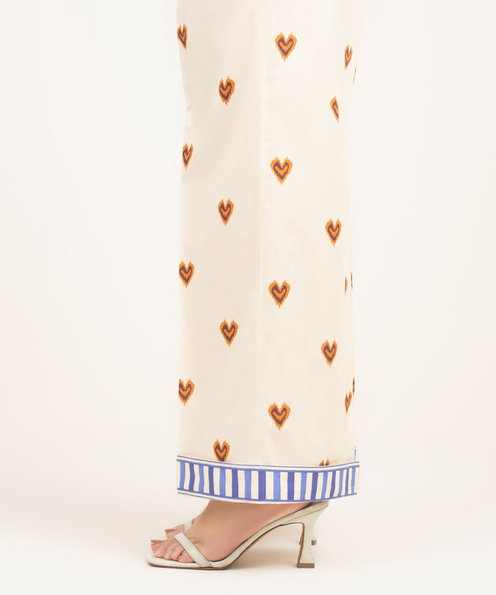 Women's RTW Cambric Printed Off White Culottes