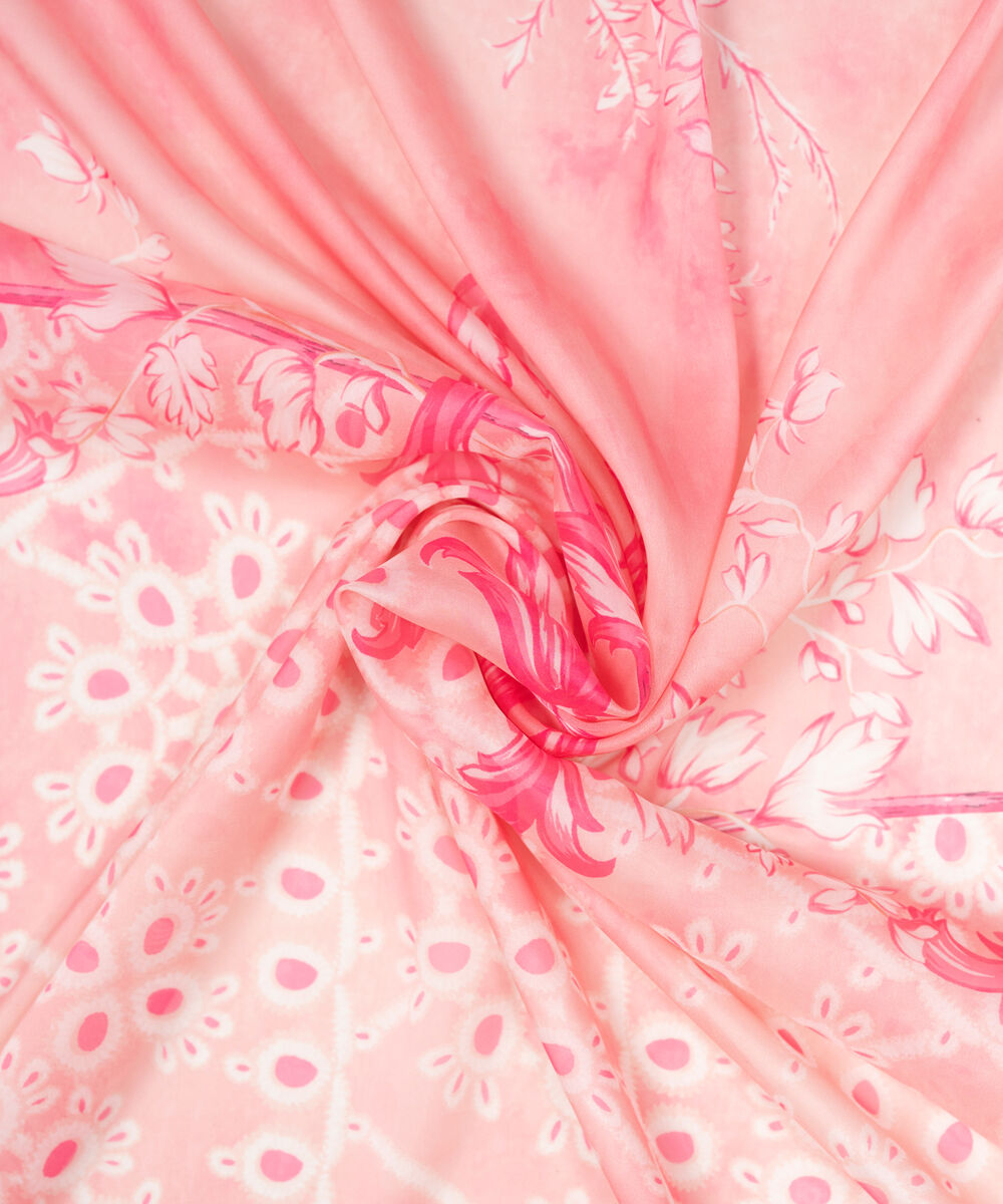 Blended Silk Printed Pink Dupatta