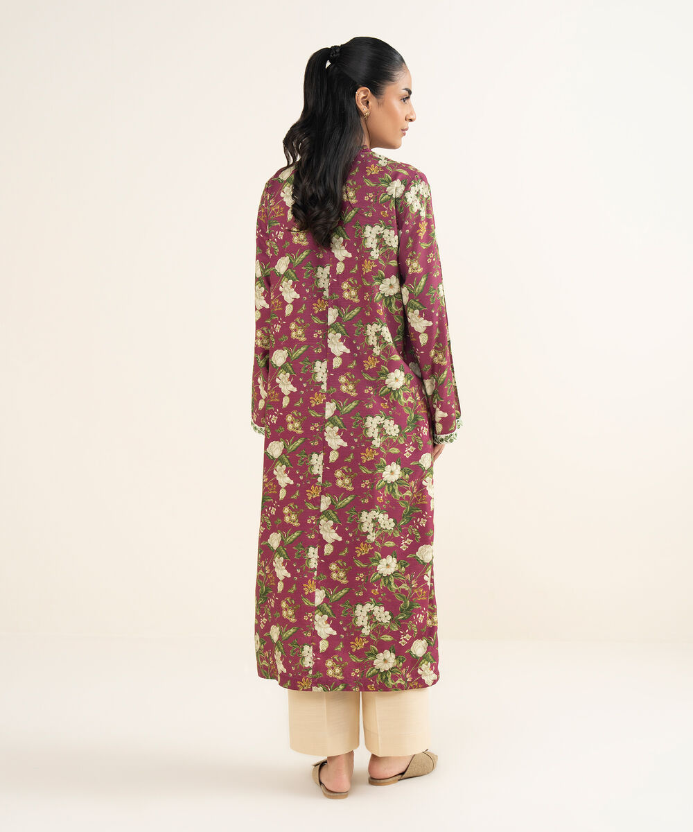 Women's RTW Herringbone Embroidered Pink A-Line Shirt