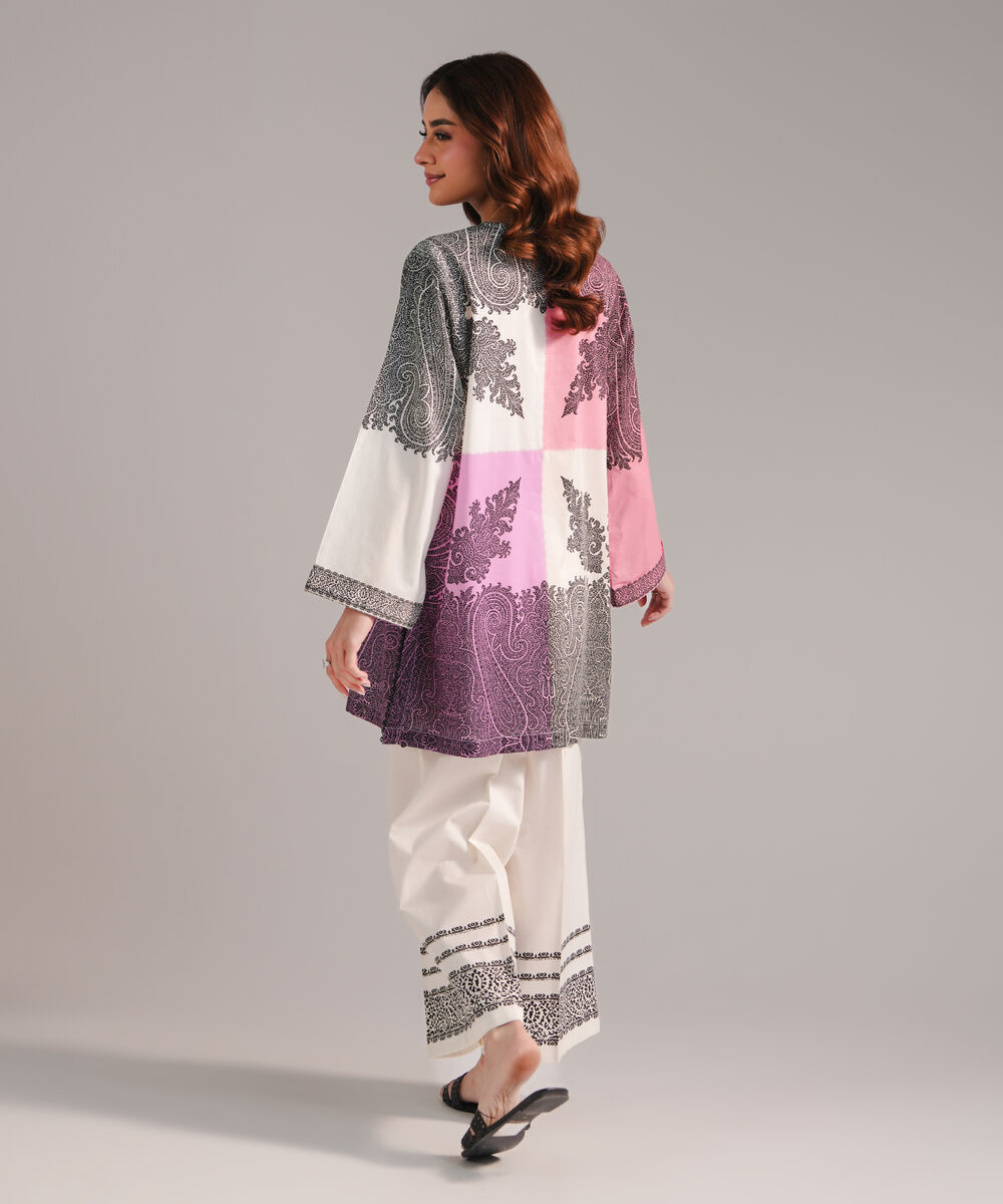 Women's RTW Lawn Printed Beige Straight Shirt