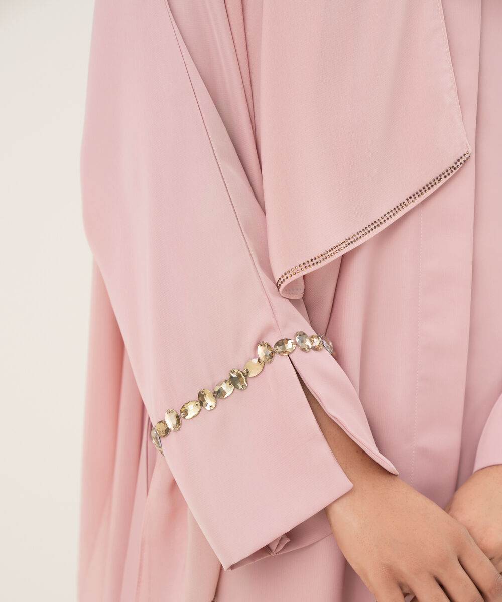 Women's pink button through kimono Abaya