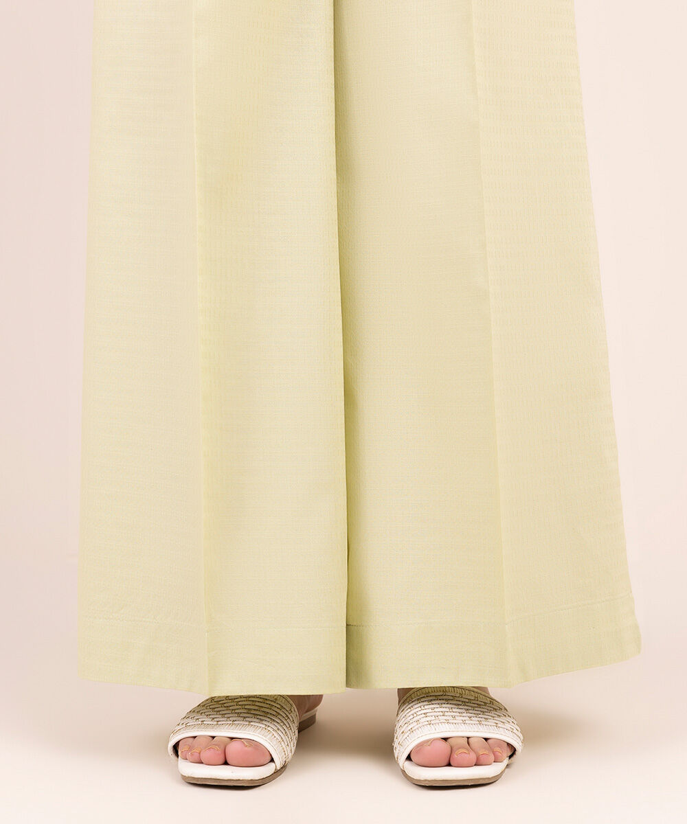 Women's Pret Dobby Green Solid Culottes