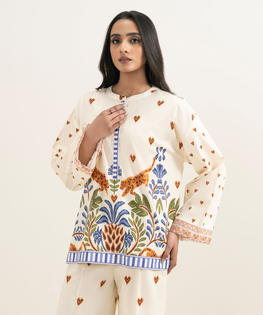 Women's RTW Cambric Embroidered Off White Boxy Shirt
