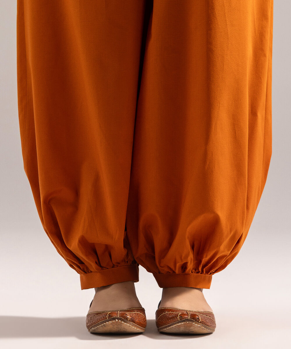 Women's RTW Cambric Solid Orange Balloon Pants