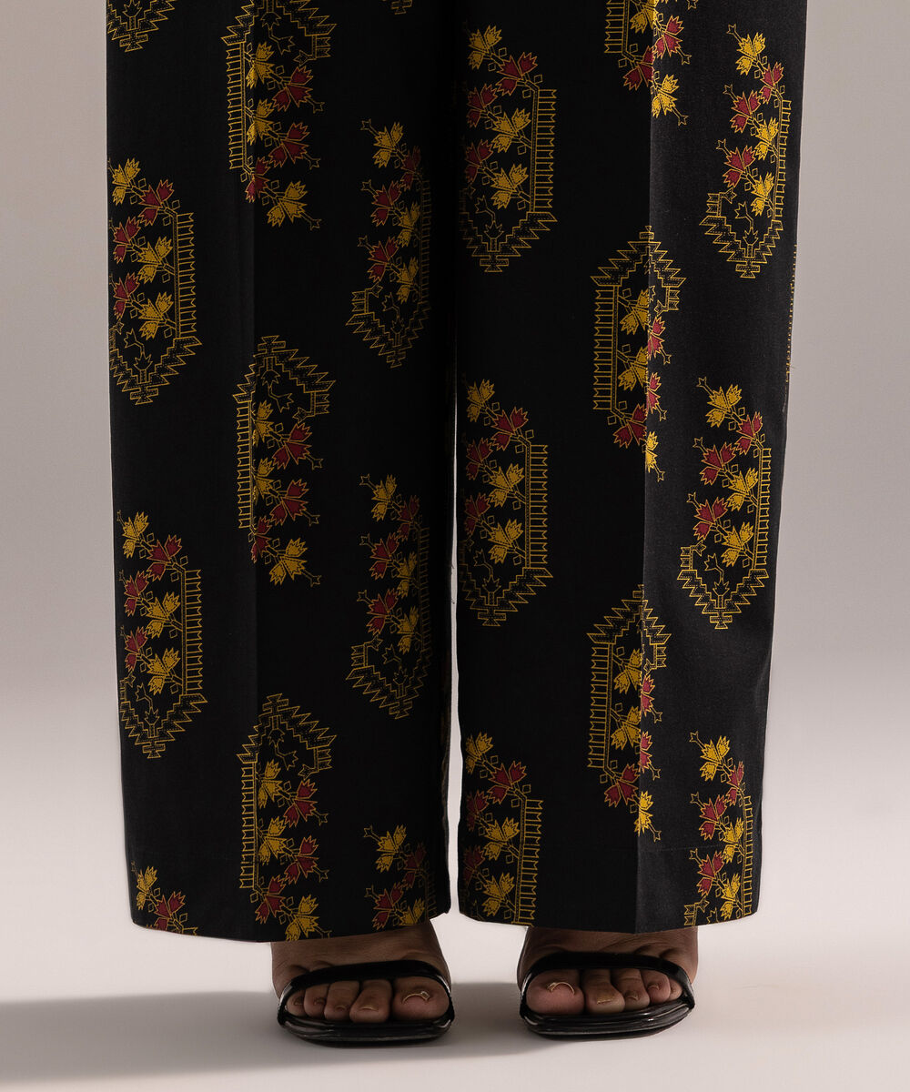 Women's RTW Cambric Printed Black Culottes