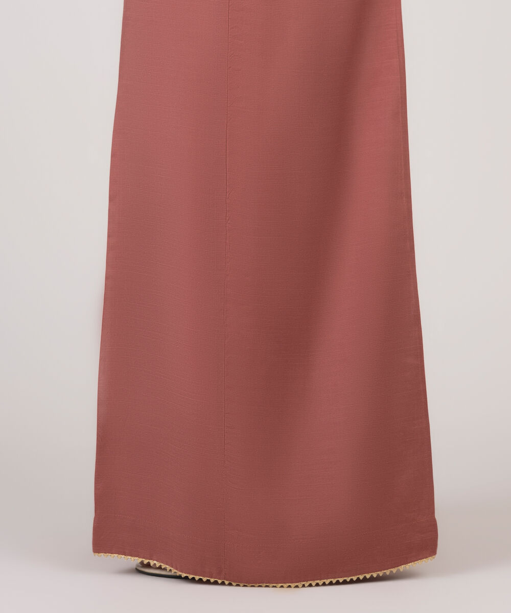 Women's RTW Viscose Raw Silk Pink Solid Flared Pants