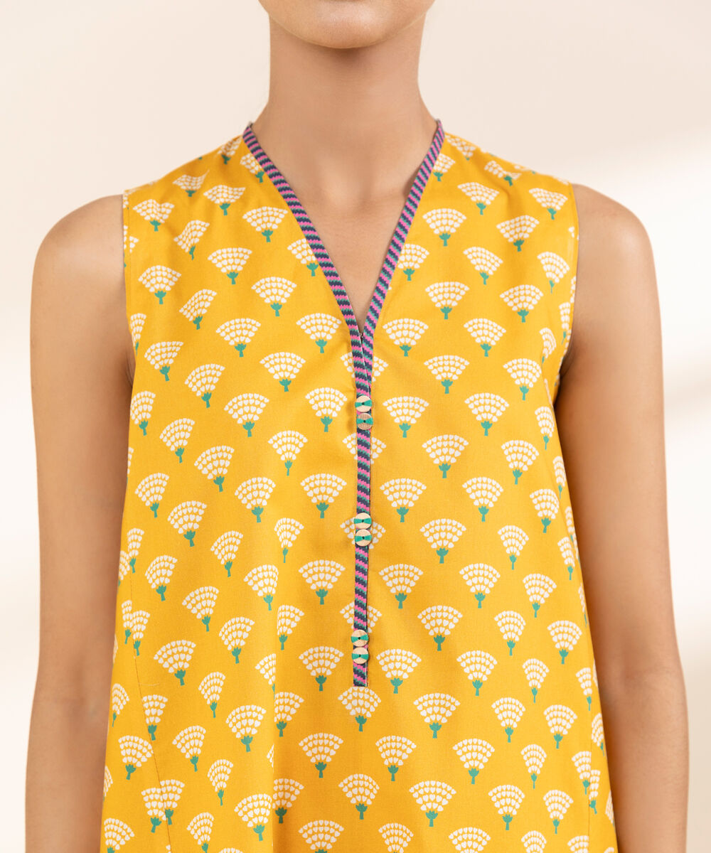 Women's Unstitched Lawn Printed Yellow 3 Piece Suit