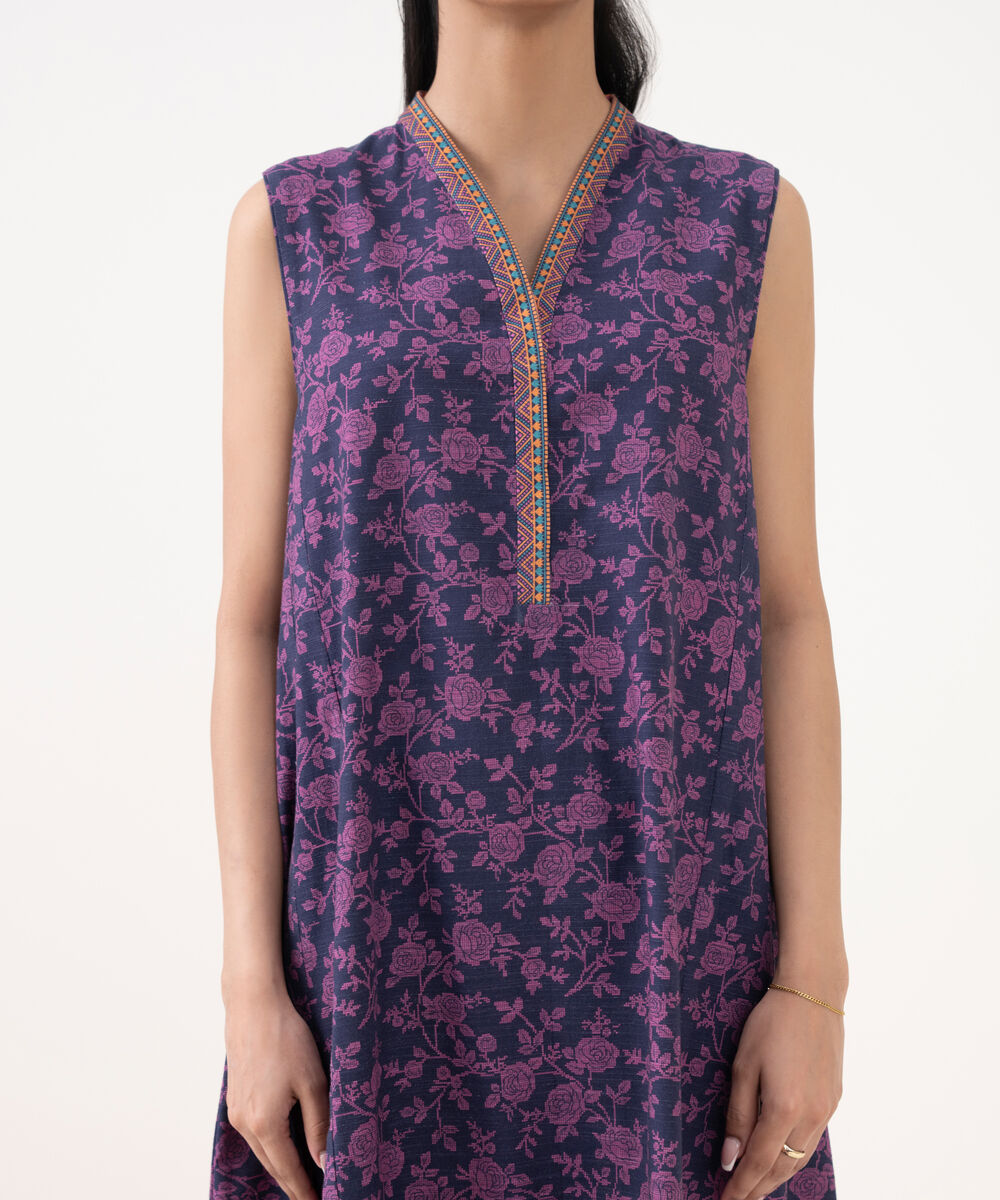 Women's Unstitched Light Khaddar Printed Purple 3 Piece Suit