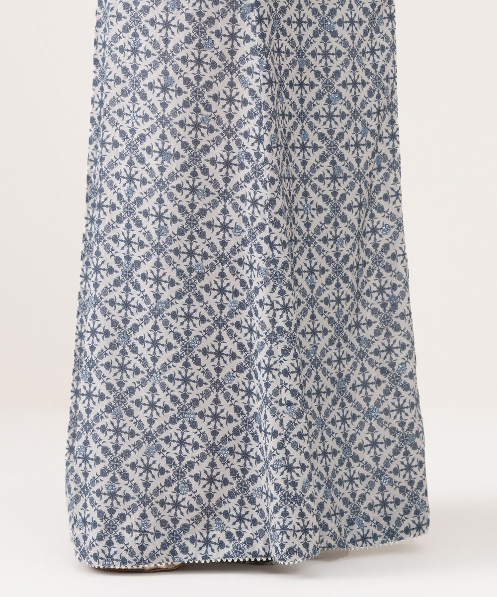 Women's RTW Viscose Raw Silk Embroidered White Sharara