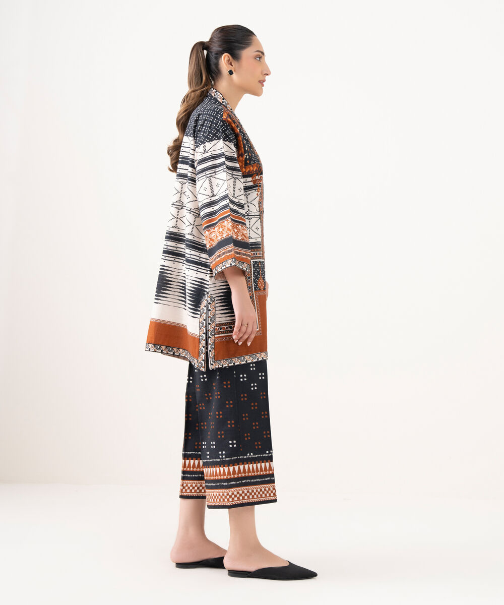 Women's RTW Cotton Embroidered Brown Front Open Shirt