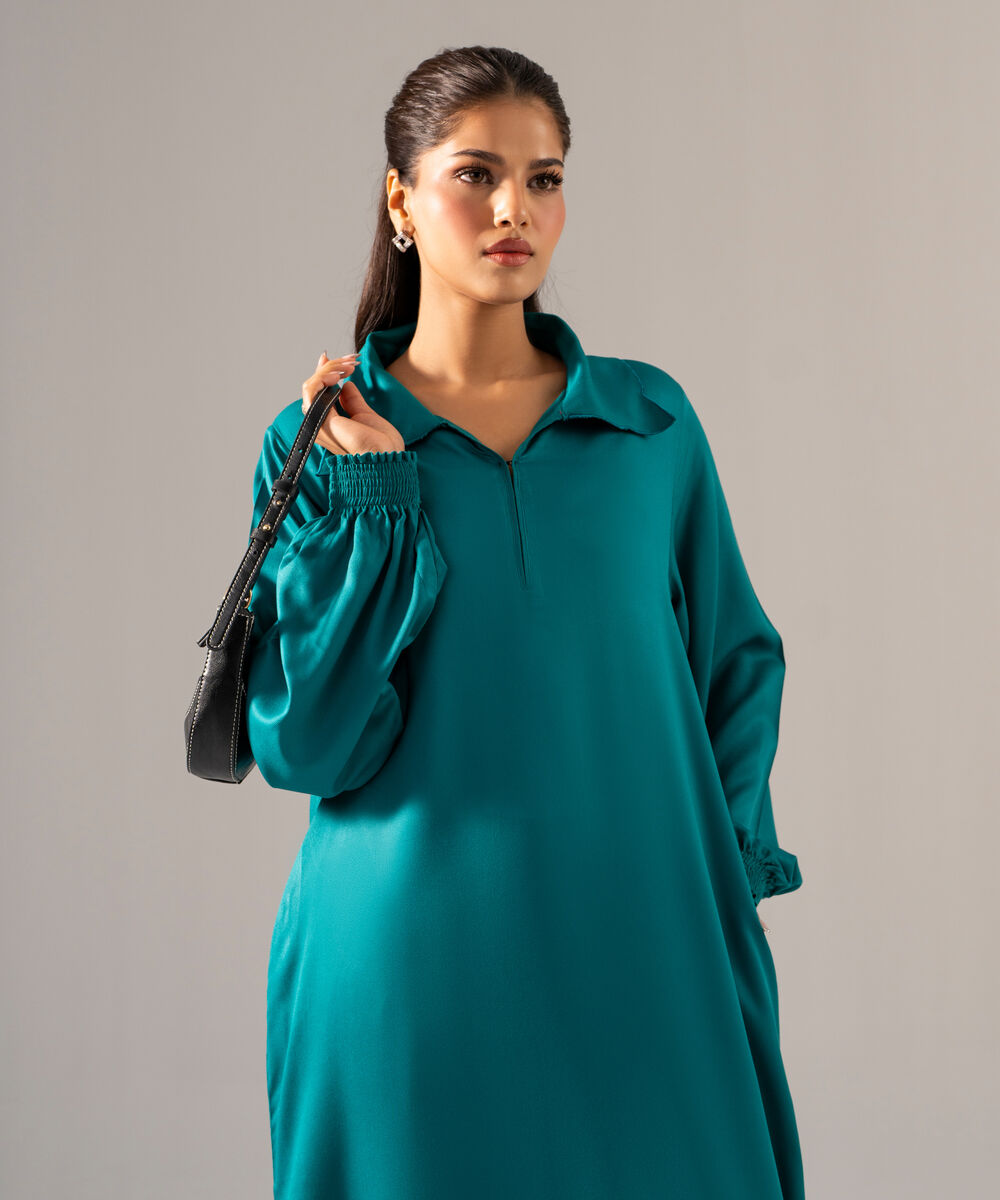 Women's RTW Bedford Solid Teal 2 Piece Suit