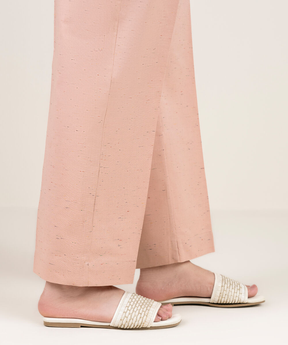 Women's RTW Multi Neps Solid Pink Straight Pants